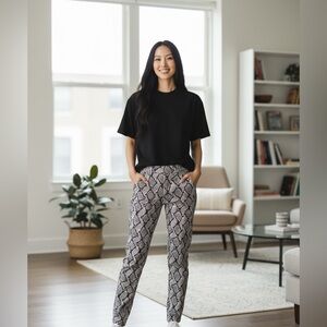 #205 Michael Kors Black and Gray Snake Print Pants